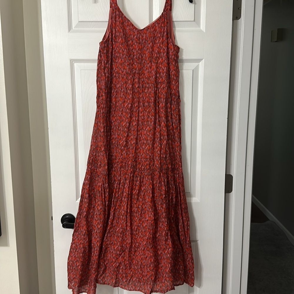 Joie Red Tea Rose Printed Bondi Tiered Cotton Summer Boho Midi Dress - Picture 5 of 6